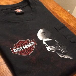 Vibrant Harley Davidson Black Pocket Tee